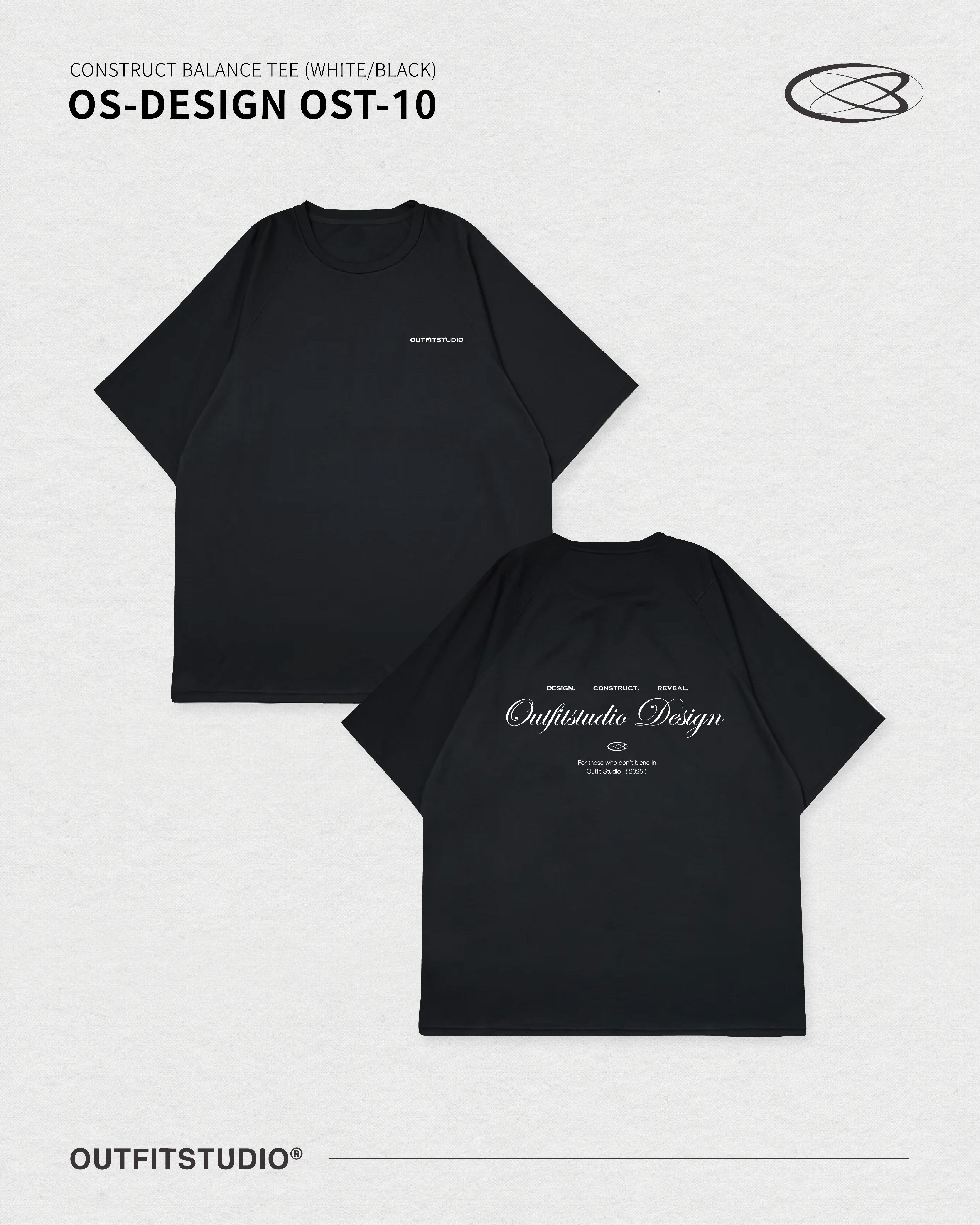 OS-DESIGN OST-10 CONSTRUCT BALANCE TEE(WHITE/BLACK)