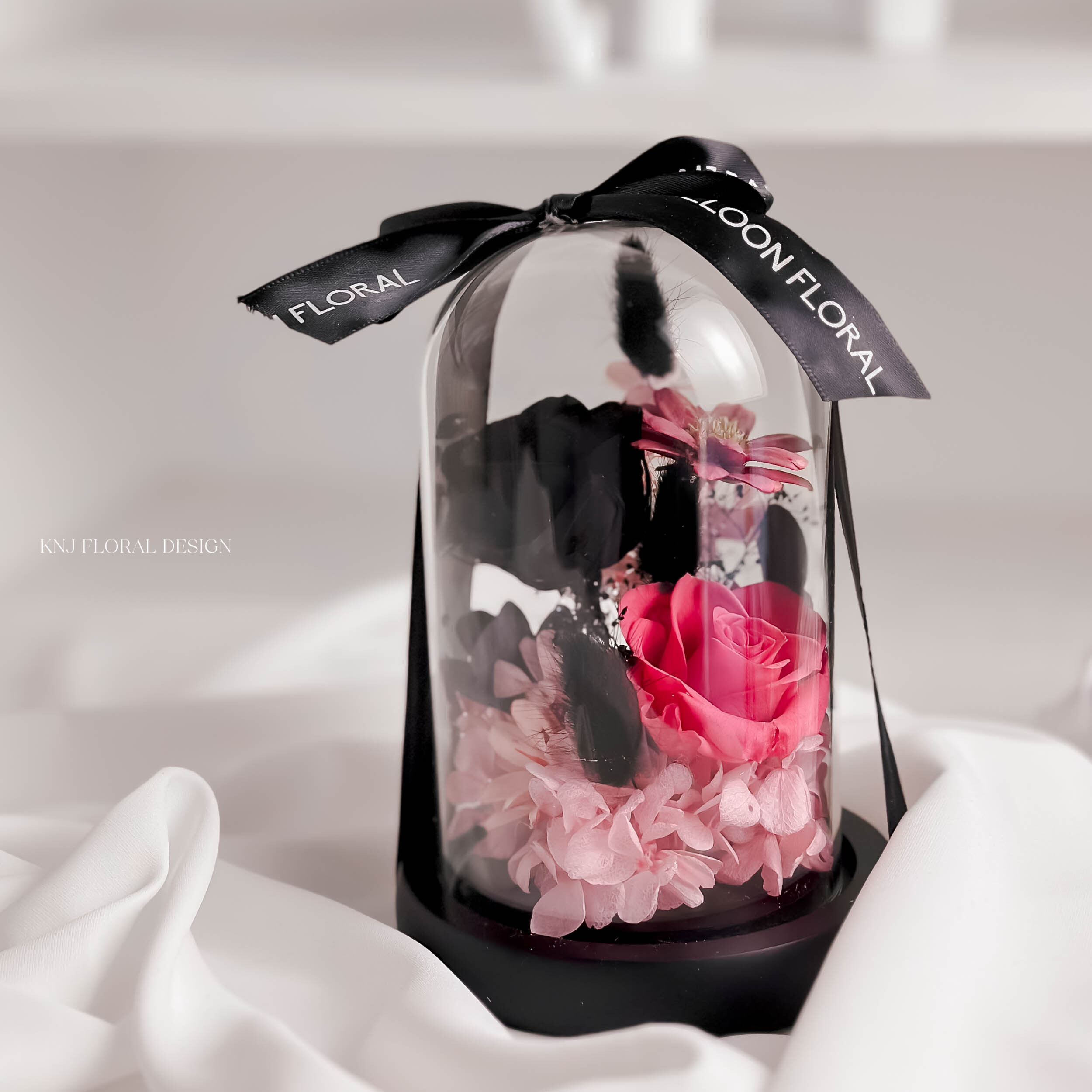 芭比黑粉永生玻璃花盅