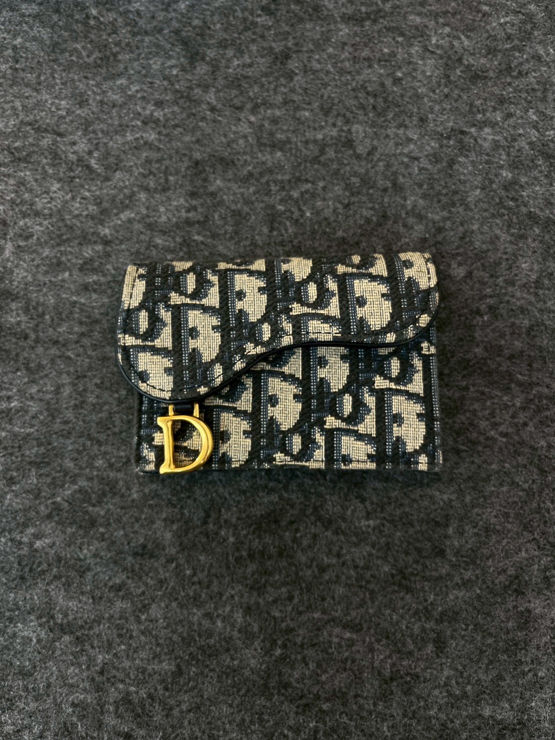 CHRISTIAN DIOR Saddle Flap Card Holder blue