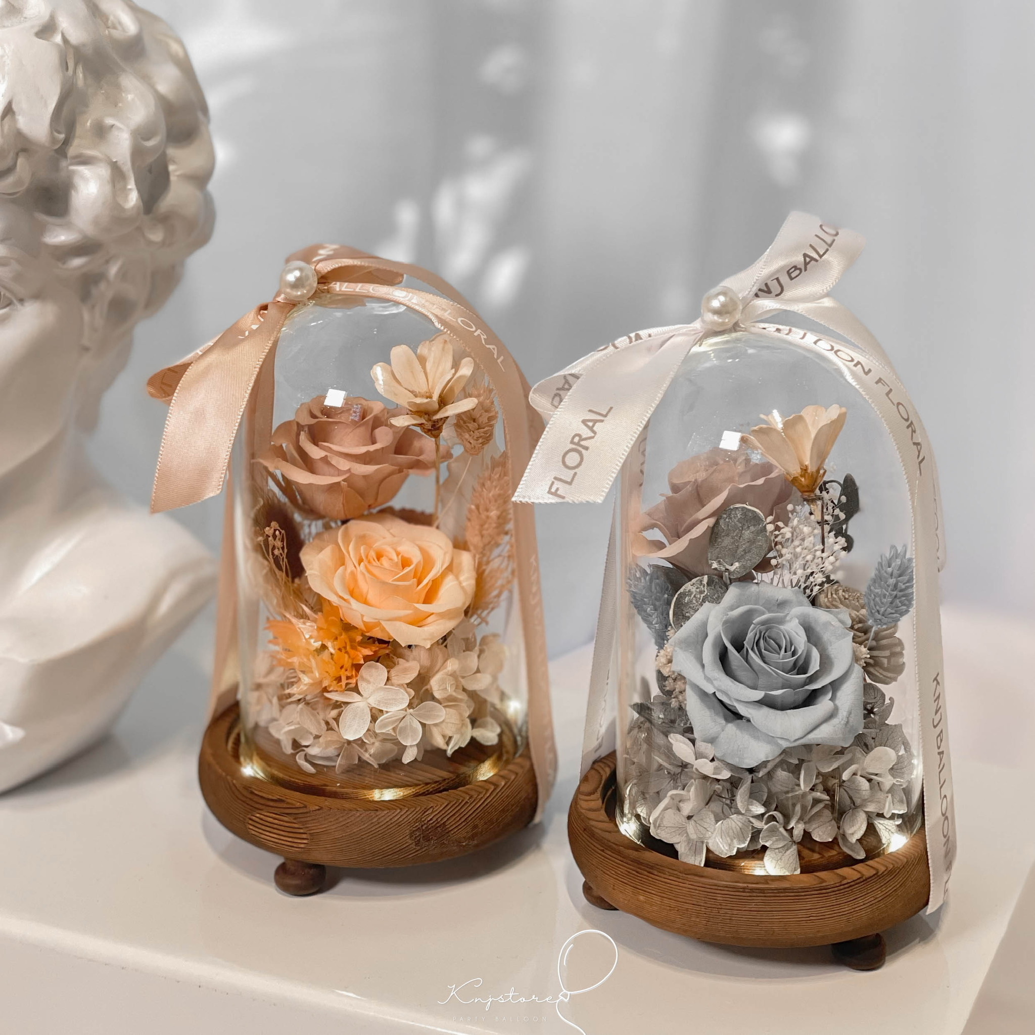 莫蘭迪永生花玻璃花盅