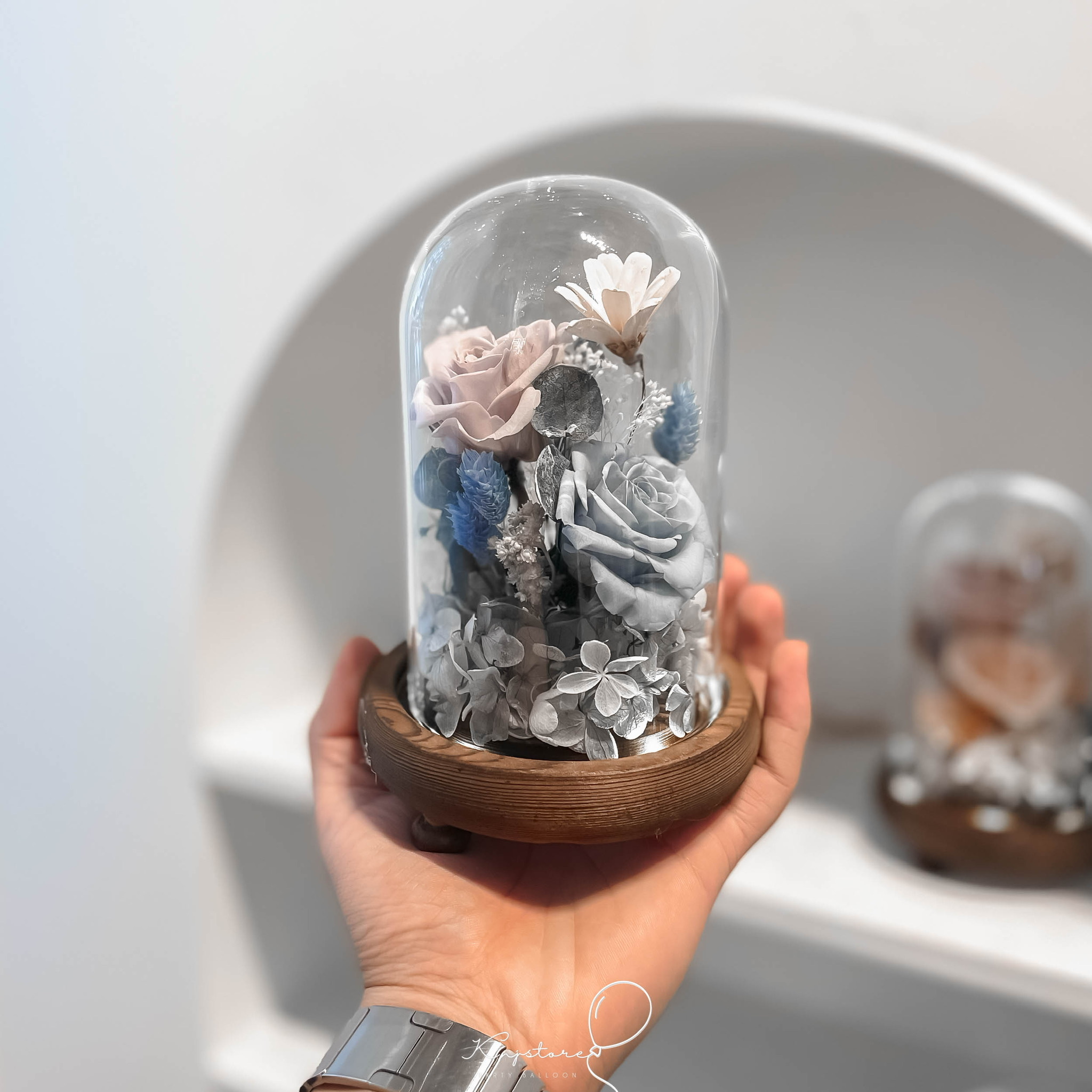 莫蘭迪永生花玻璃花盅