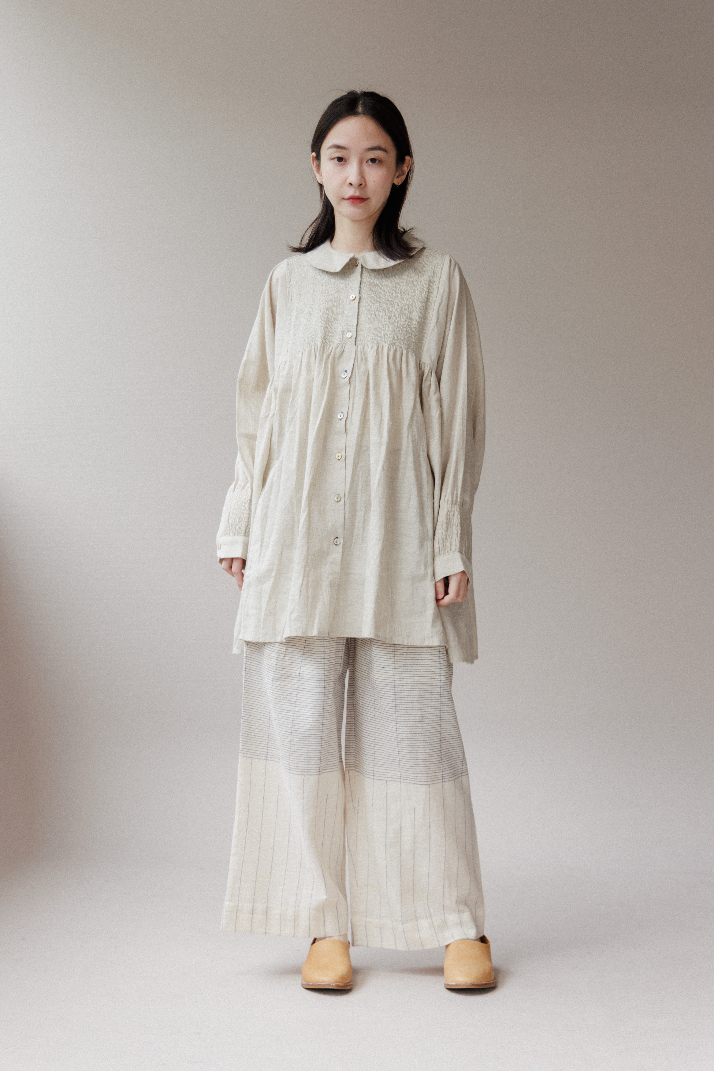 【karnam】印度手織布條紋寬褲