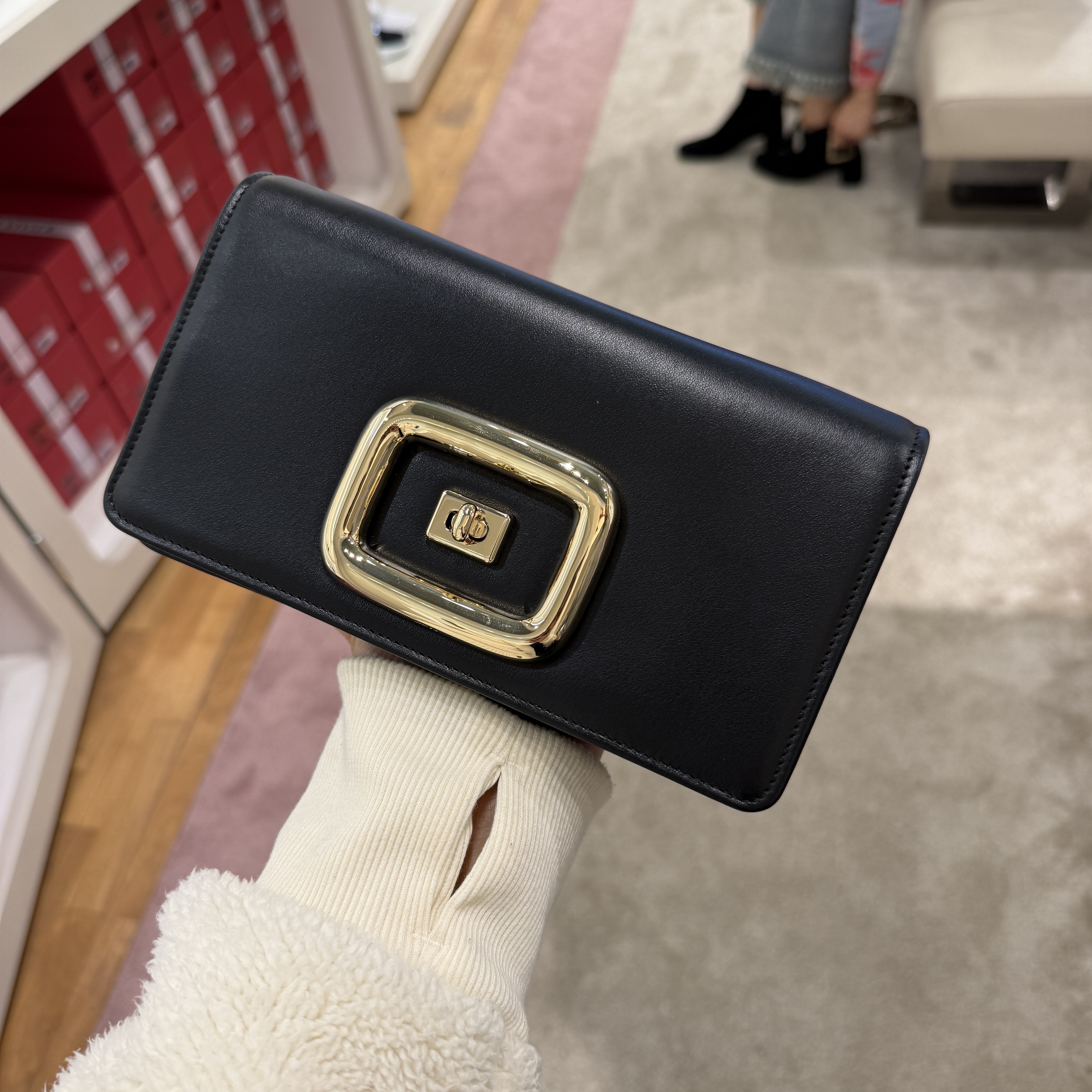 Roger Vivier RV viv choc leather mini bag Black