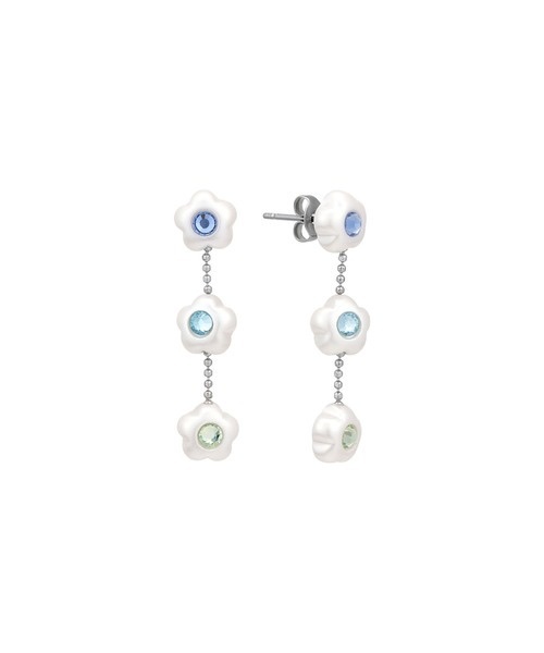MARY QUANT / 3 Daisy-Shaped Pearl Earrings