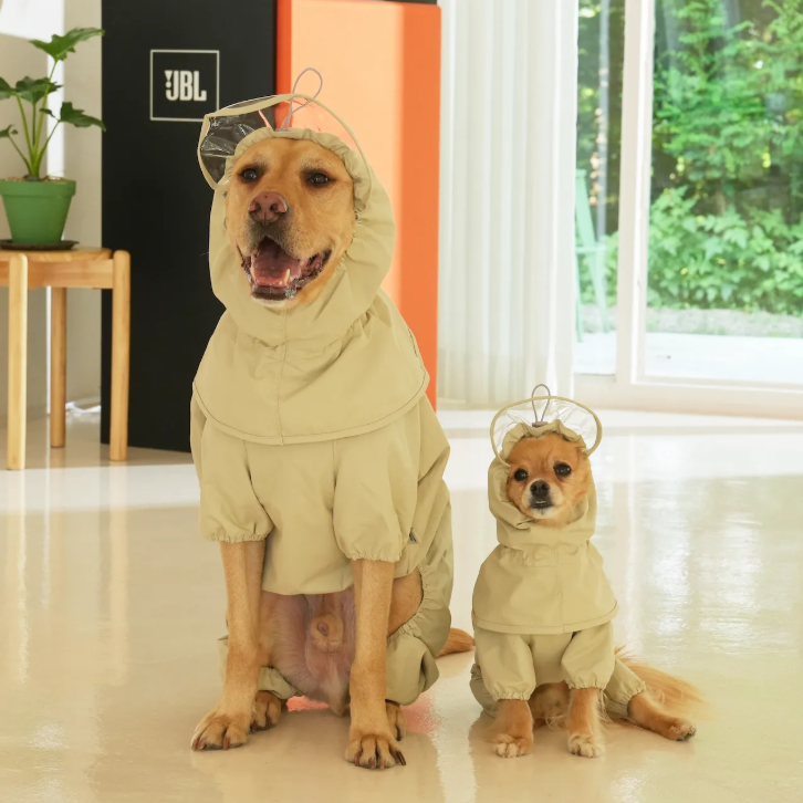 Puppy Gallery🇰🇷 | 法式風格雨衣 淺卡其 寵物雨衣 狗狗雨衣 大型犬雨衣 中型犬雨衣 小型犬雨衣