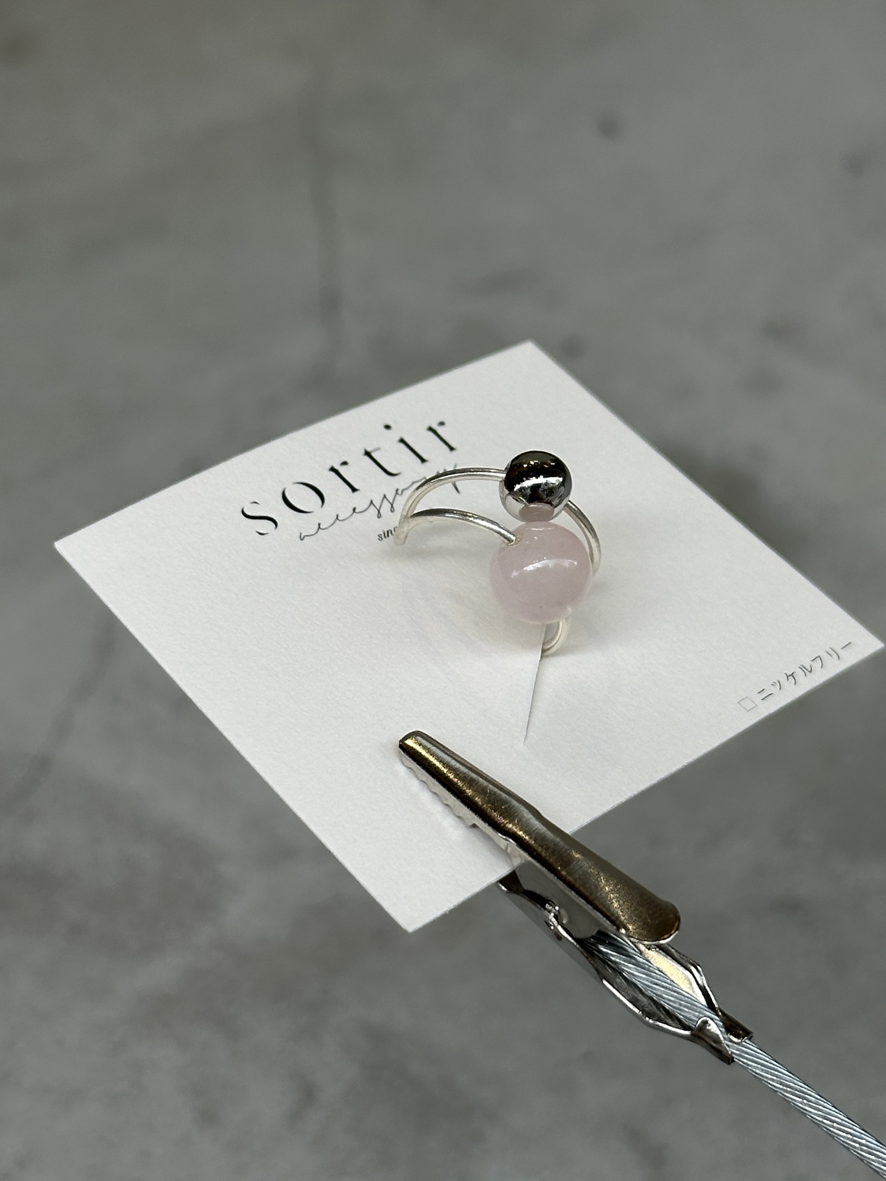[sortir] 銀色x玫瑰石英耳骨夾 | NO.155