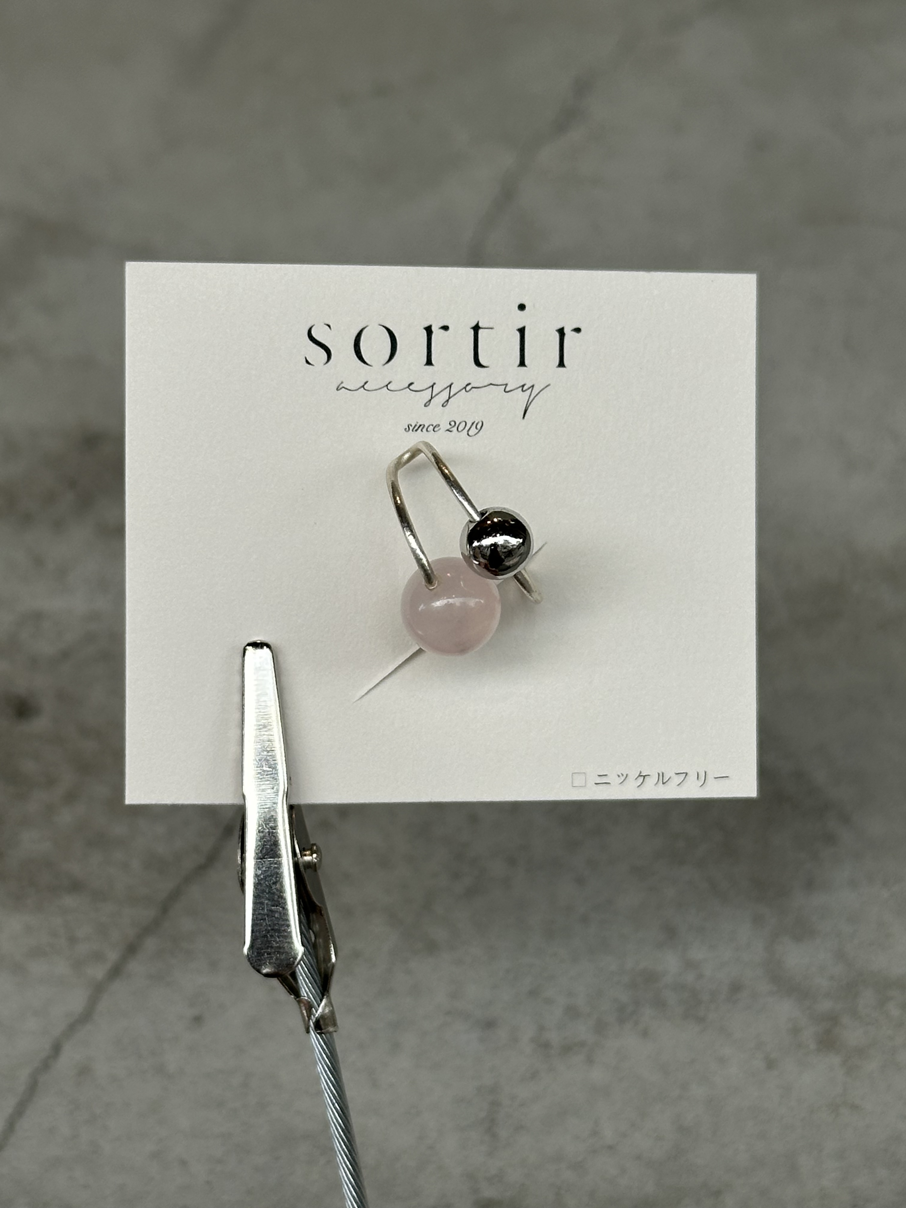 [sortir] 銀色x玫瑰石英耳骨夾 | NO.155