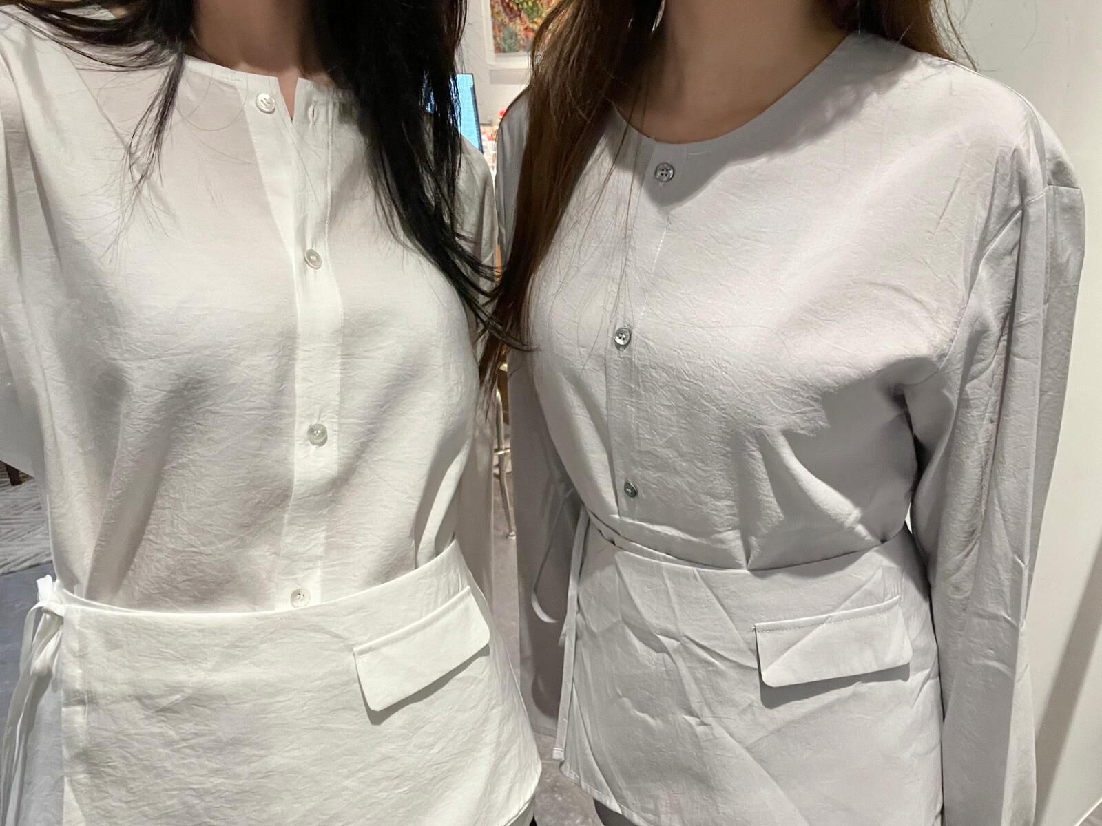 AB5089 兩件套肌理感綁帶前頁上衣