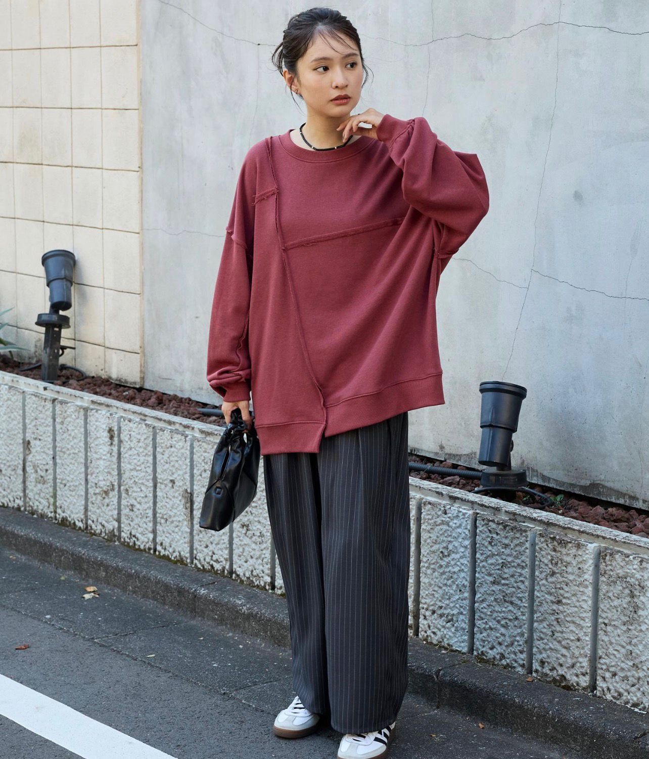 【預購】JN1211205 MONO-MART 剪裁圓領長袖上衣