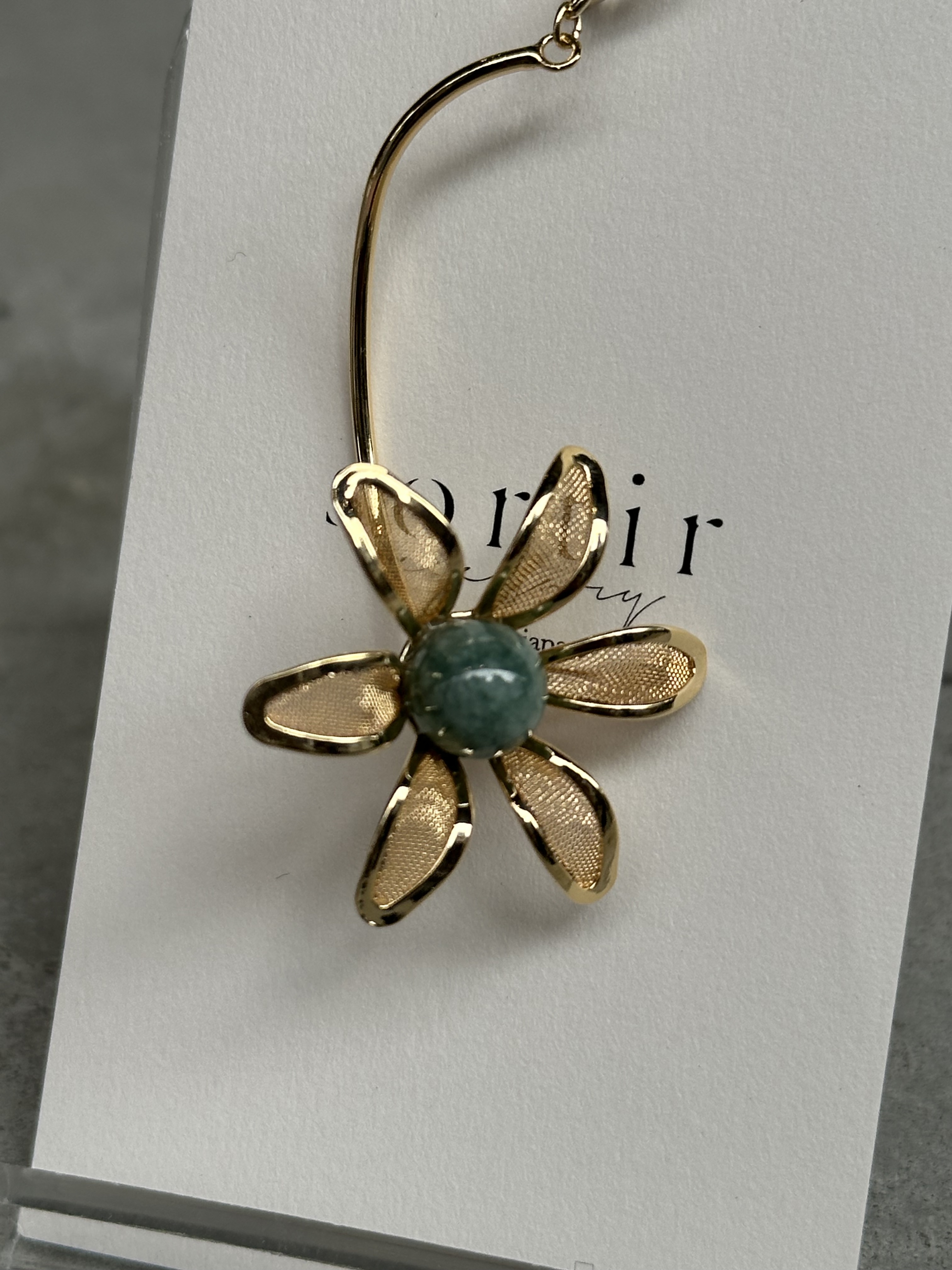 [sortir] 花影波紋耳骨夾 | 金色x緬甸玉 | NO.171