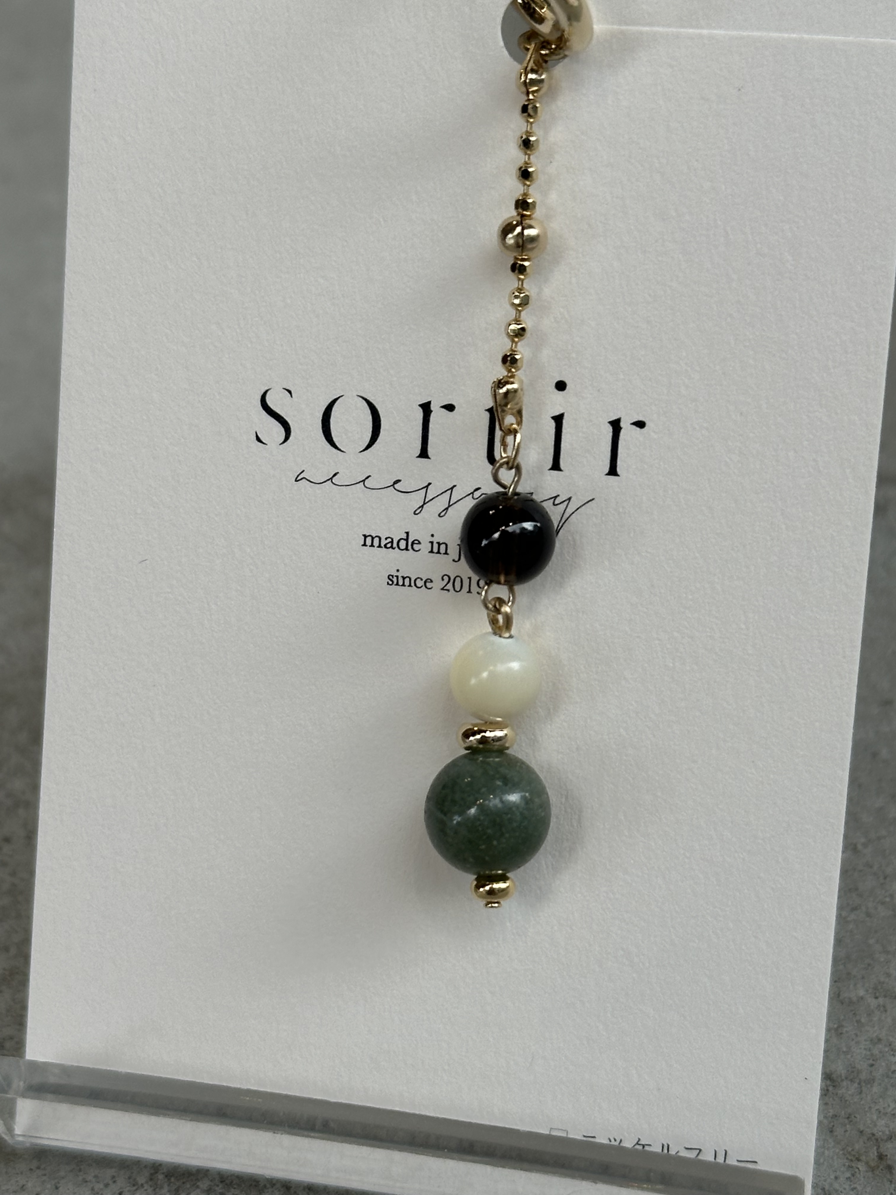 [sortir] 多彩寶石耳骨夾 | 金色x煙晶x白貝殼x綠磷灰石 | NO.172