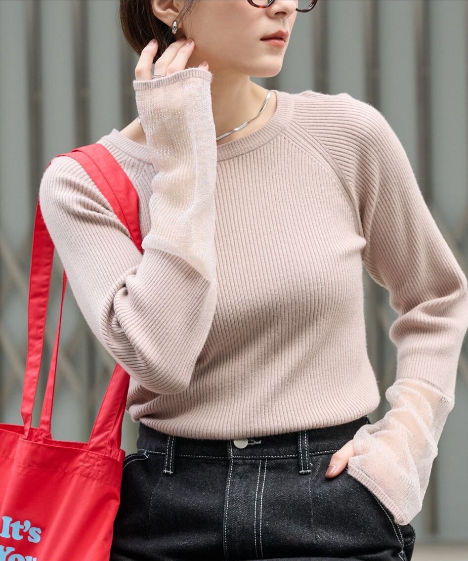 【預購】JN101103  MONO-MART 圓領羅紋針織長袖上衣(FREE SIZE)