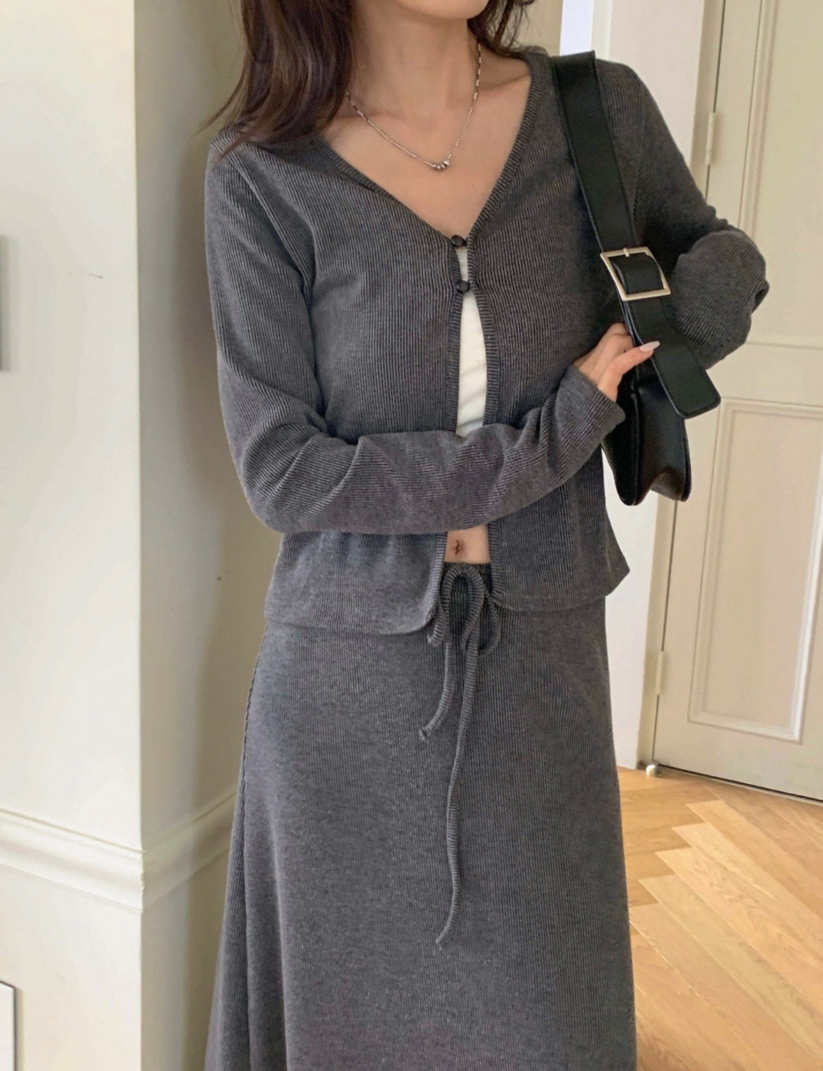 【優惠價預訂】韓國雙小鈕扣羅紋針織外套（3色）