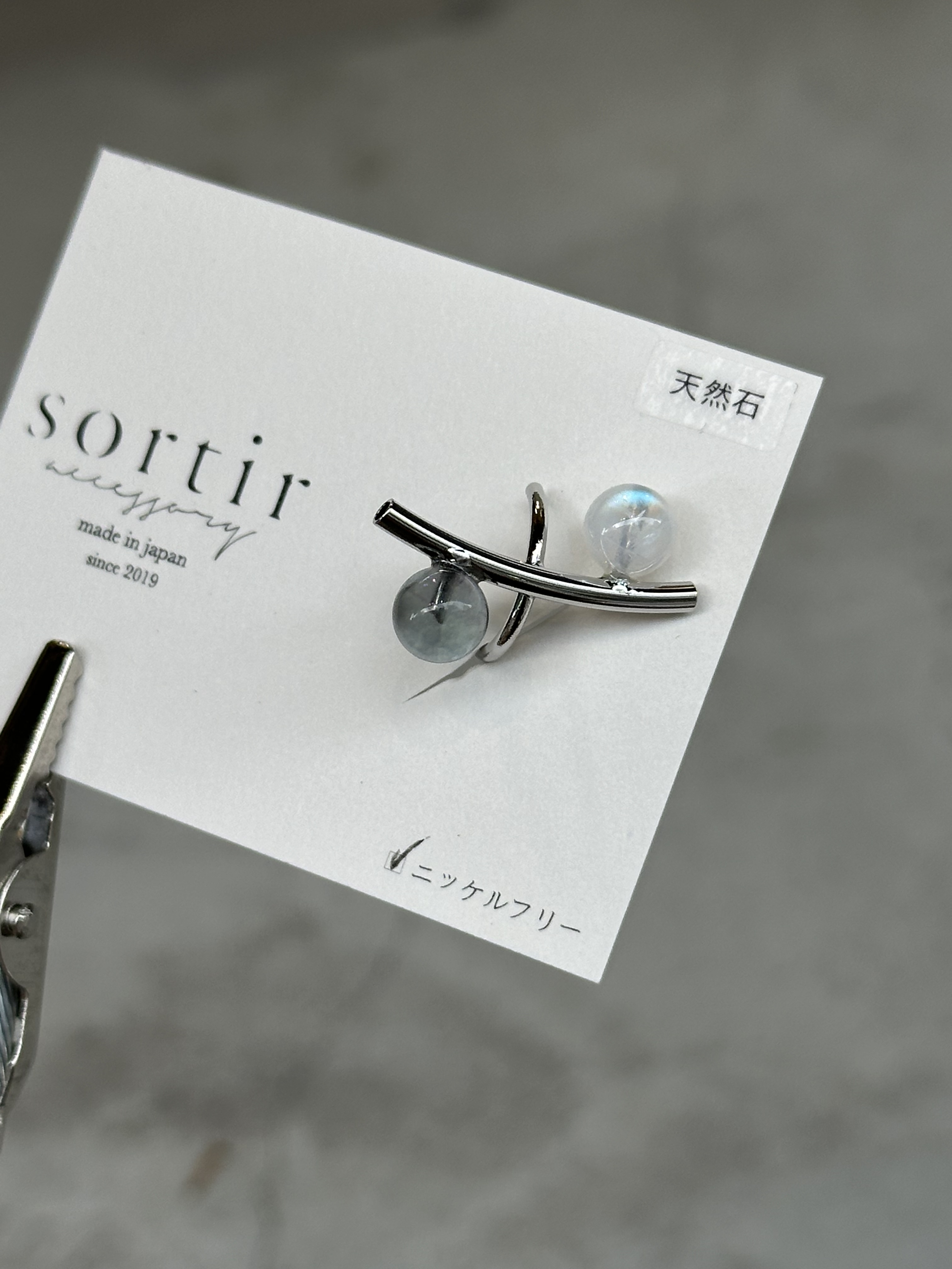 [sortir] 曲線耳骨夾 | 銀色x螢石x月光石 | NO.176