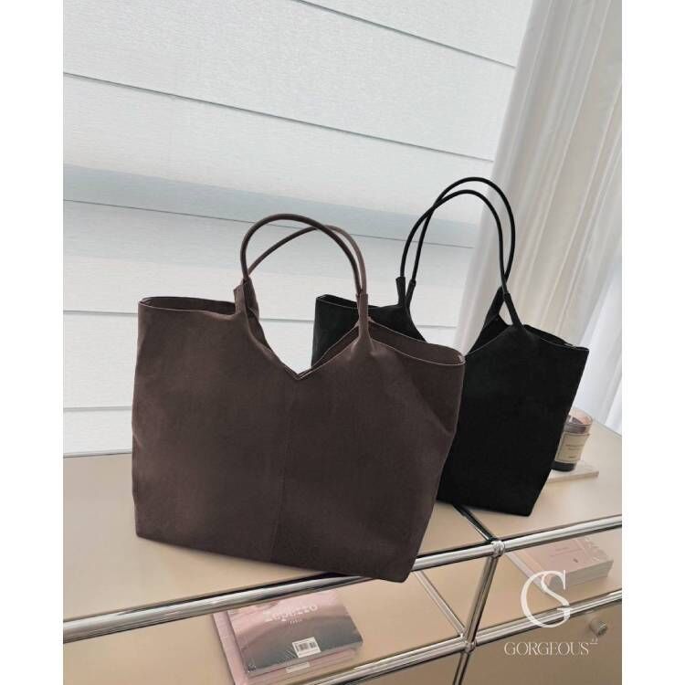 H112 現貨「二層牛皮`麂皮大包+小包送！」