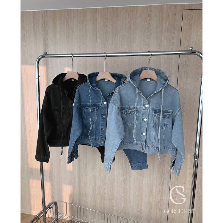 H61「厚料連帽短版牛仔外套」