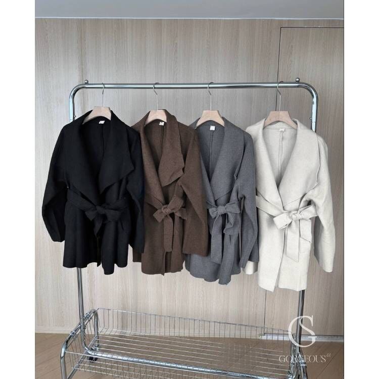 H46「歐膩時裝大衣翻領毛呢外套」