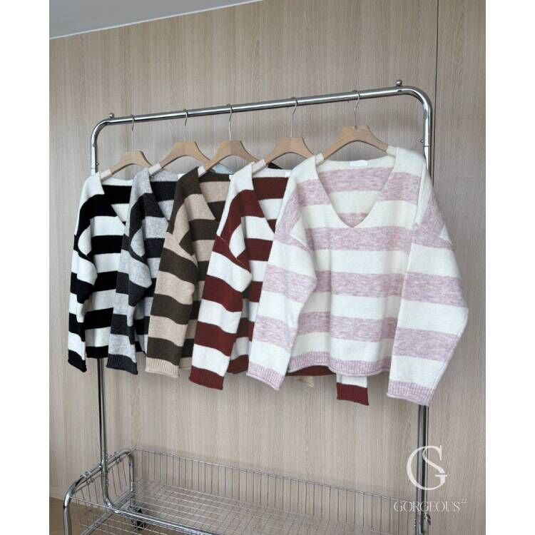 H34「軟糯糯條紋VV大毛衣（誰穿誰好看）」
