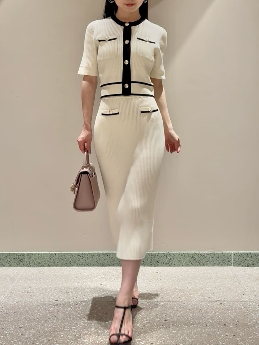 [預購] 折扣 SNIDEL 金屬釦針織針織套裝組合