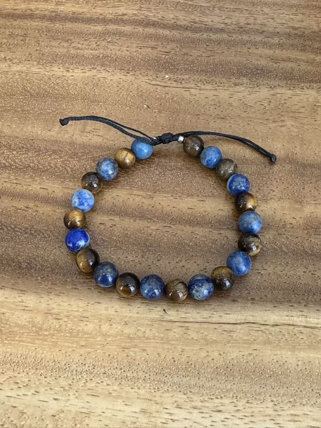 泰國 虎眼晶石青金石手串（K10 TH422）