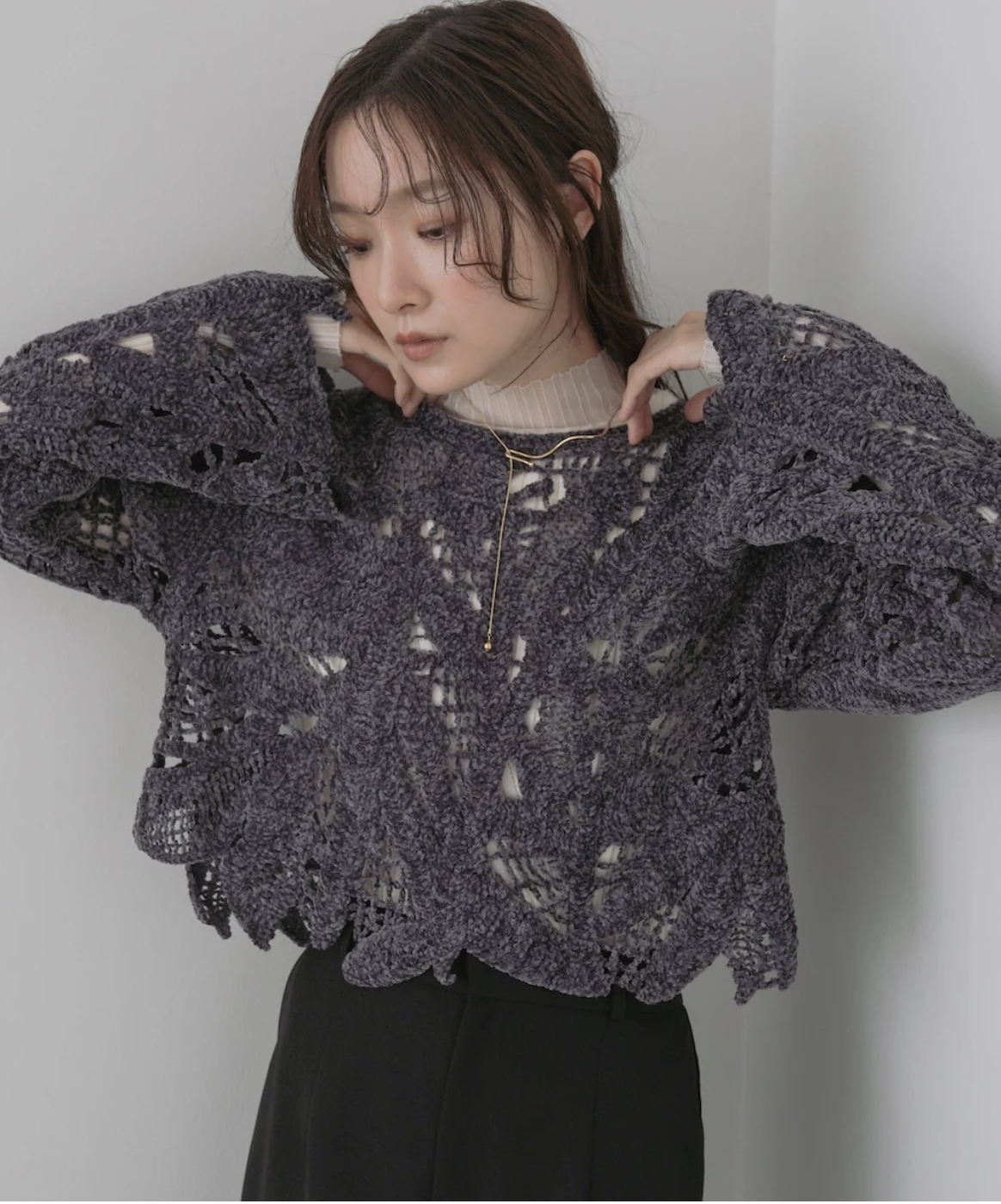 馬海毛紗線鉤針短上衣