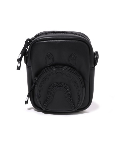 BAPE 25FW 全黑 黑魂 皮革 經典 鯊魚 小側包