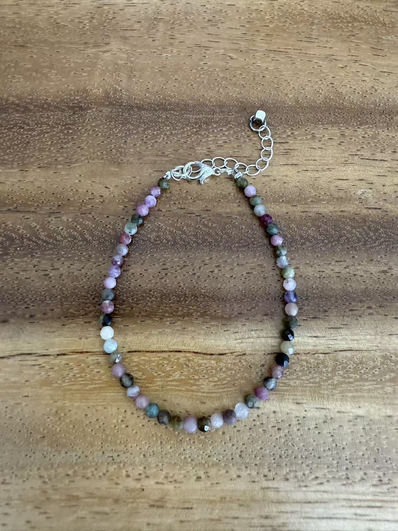 泰國天然石小碧璽電氣石串珠手鏈（K10 TH426）