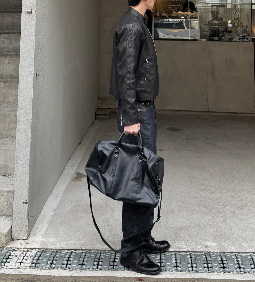 Qss Korea Bold Boston 韓國 皮革 單肩包 手提包 波士頓包 黑