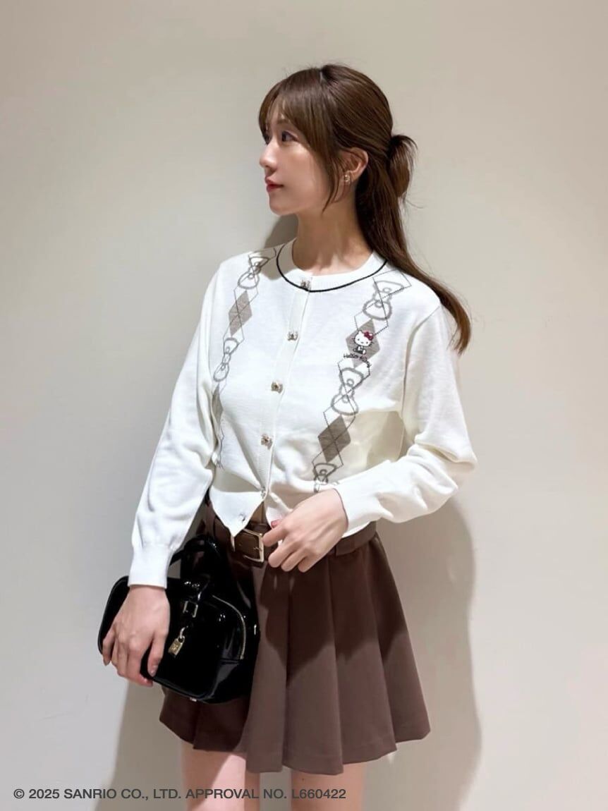 [預購] 折扣SNIDEL × HELLO KITTY 聯名款蝴蝶結菱格針織開襟外套