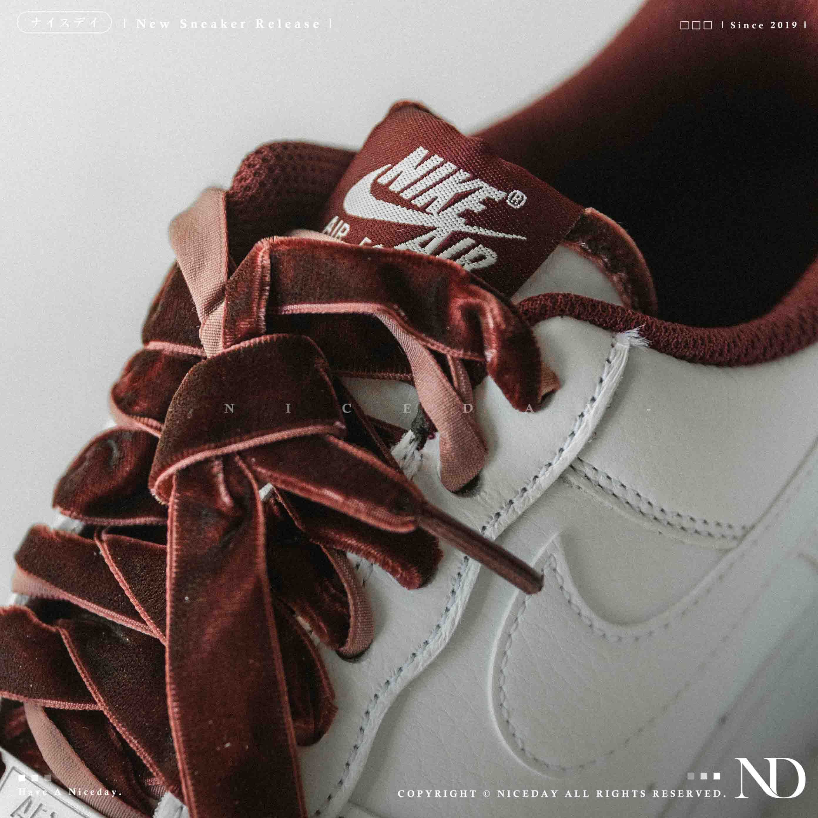 NICEDAY 現貨 Nike Air Force 1 '07 白 酒紅 復古 天鵝絨 鞋帶 經典 皮革 休閒鞋 HV4403-600