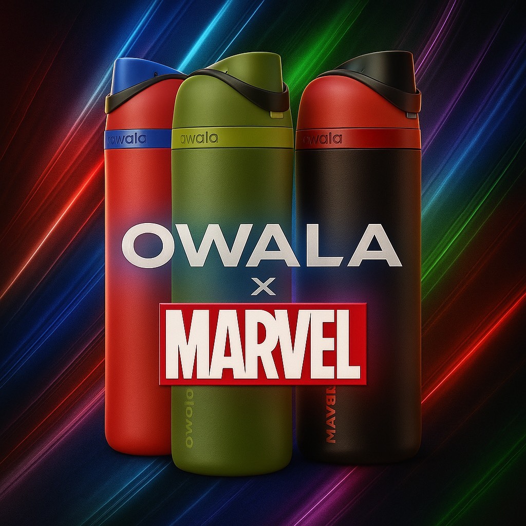 Owala Marvel Potter FreeSip 絕緣不鏽鋼水瓶 帶吸管 24 盎司(約 680.4 毫升)