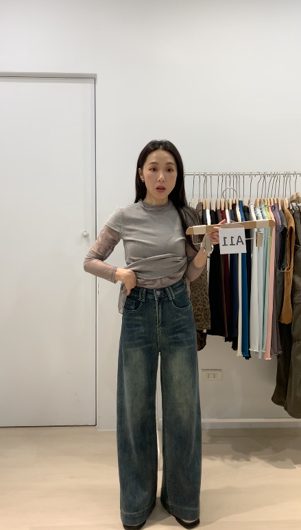 (現貨) 版娘推薦！101cm超受又彈力的復古藍牛仔直筒寬褲SMLXL _9917