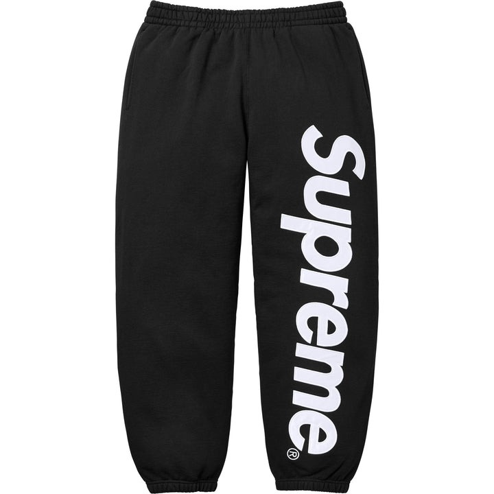 SUPREME SATIN APPLIQUÉ HOODED SWEATPANTS BLACK 棉褲