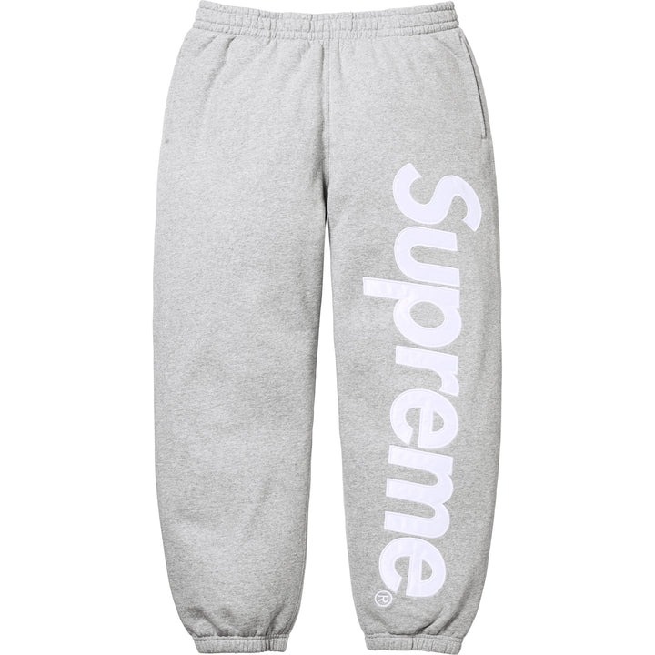 SUPREME SATIN APPLIQUÉ HOODED SWEATPANTS HEATHER GREY 棉褲