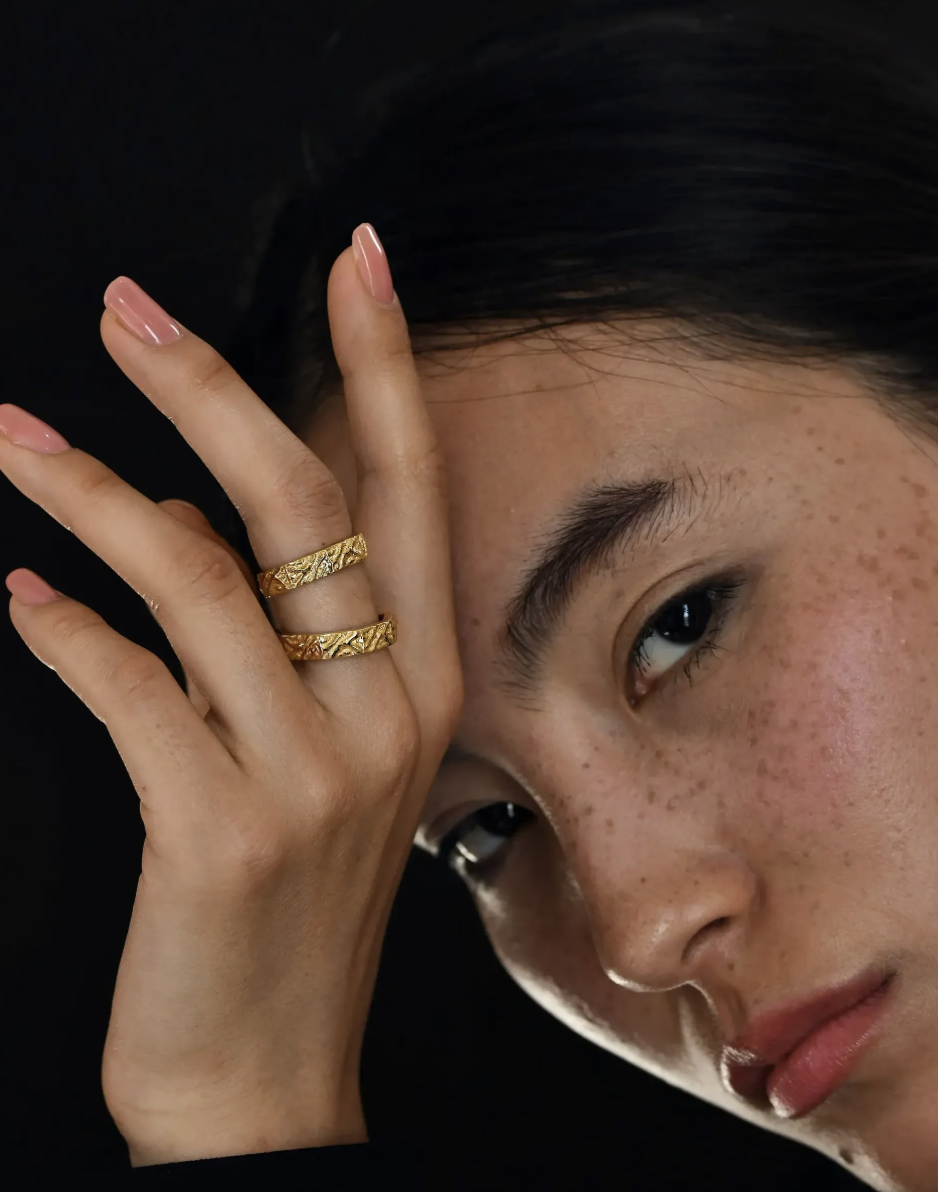 【 Jewelry 】六角紋理戒指／耳扣