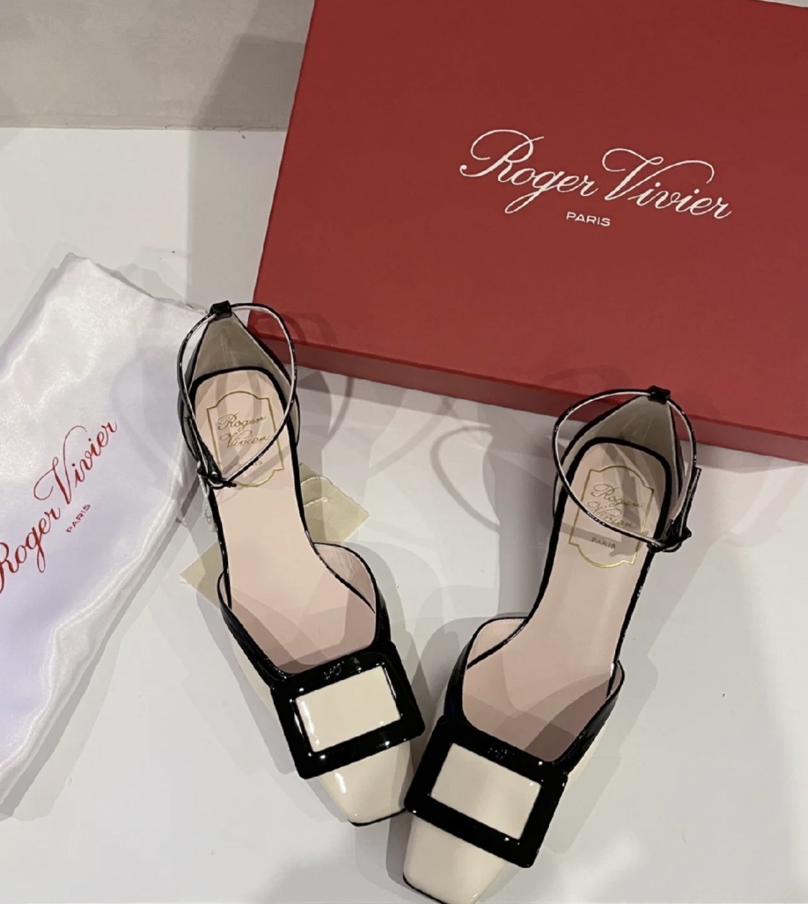 Roger Vivier belle vivier slingback heels 45mm white and black