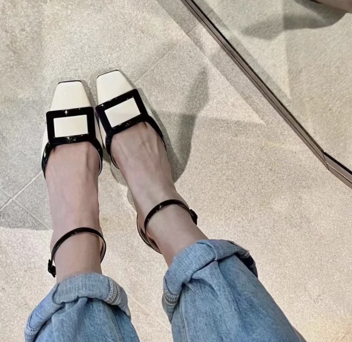 Roger Vivier belle vivier slingback heels 45mm white and black