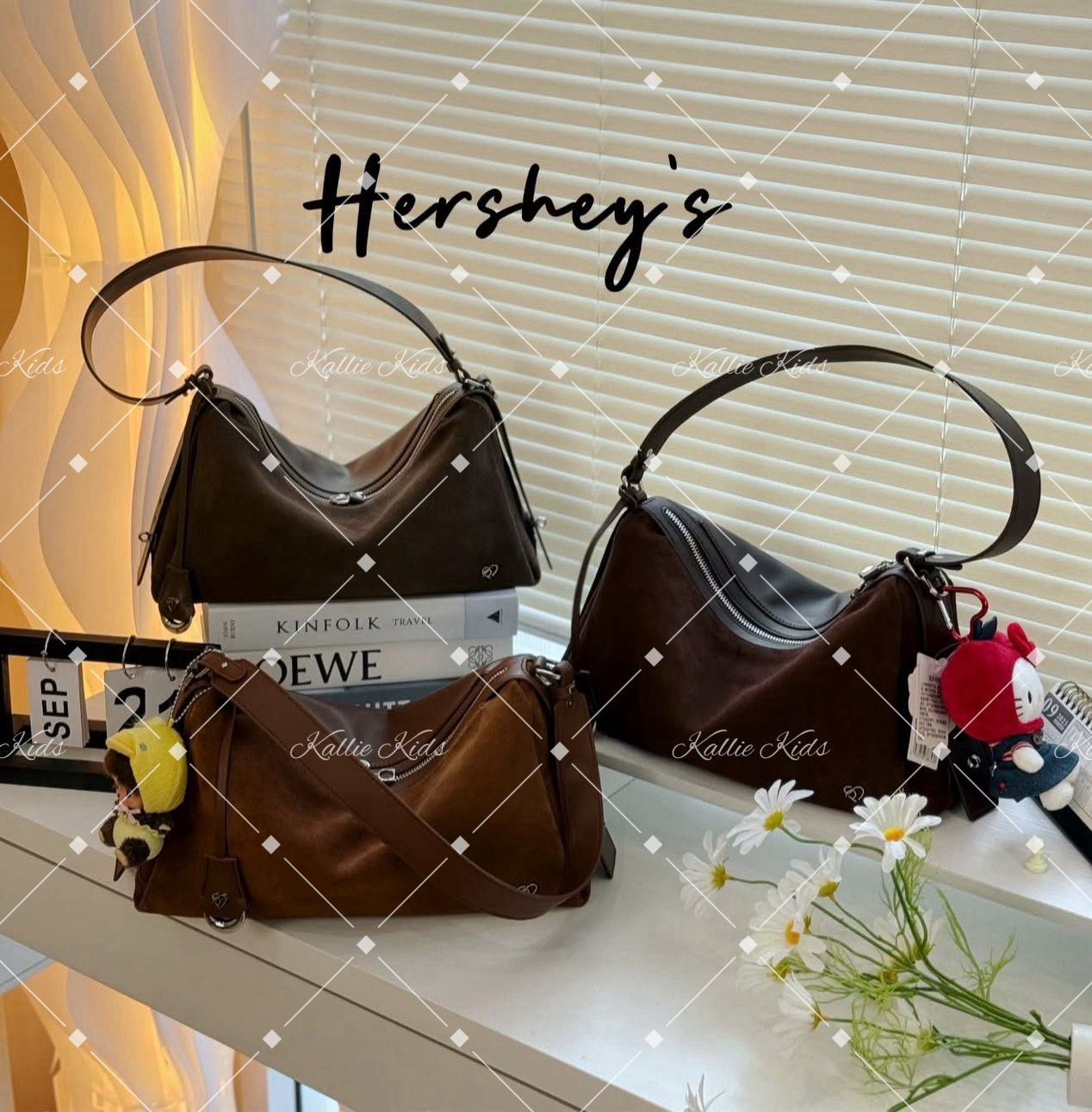 泰國小眾品牌 - HER-SHY （絨面）簡約皮帶單肩包*不連掛飾