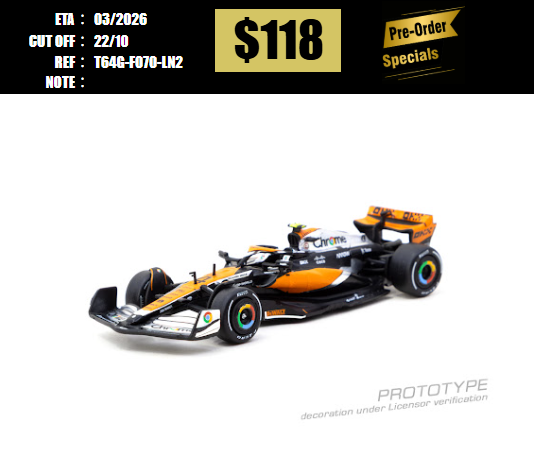 PO-$118 * TARMAC * 1:64 McLaren MCL60 British Grand Prix 2023 Lando Norris [OD12/10]