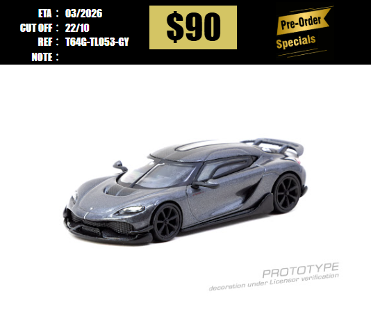 PO-$90 * TARMAC * 1:43 Koenigsegg Gemera Grey [OD12/10]