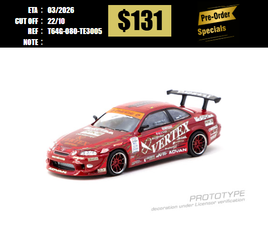 PO-$131 * TARMAC * 1:64 Vertex Ridge TE3005 Soarer Model Car + Trading Cards Combo Set - 內含1包2張的Tarmac Cards收藏卡 [OD12/10]
