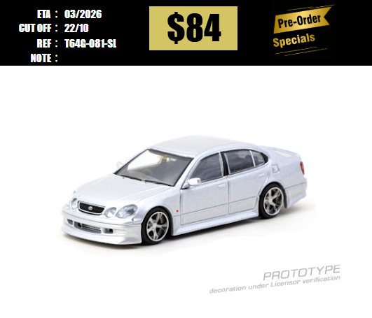 PO-$84 * TARMAC * 1:64 VERTEX Toyota Aristo JZS161 Silver [OD12/10]