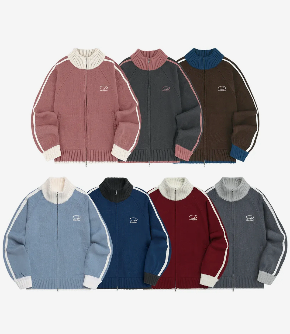 odd studio - sporty track semi crop knit zipup (7 colors)