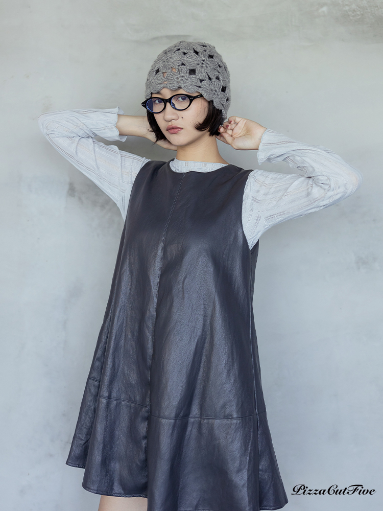 人造皮造型寬版短洋裝 PizzaCutFive PCF253483012