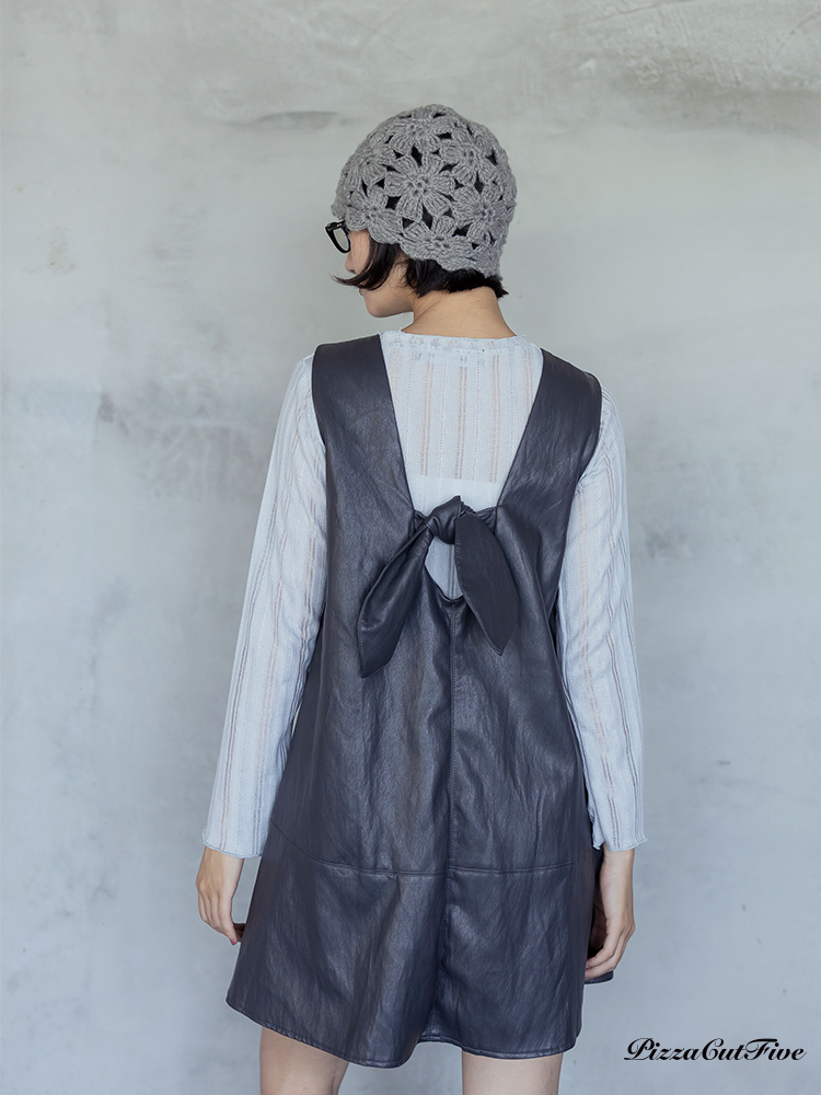 人造皮造型寬版短洋裝 PizzaCutFive PCF253483012