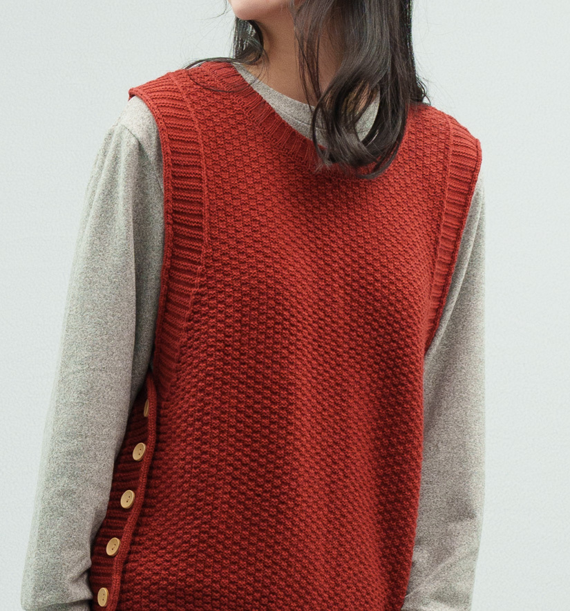 針織背心方格立體織紋設計