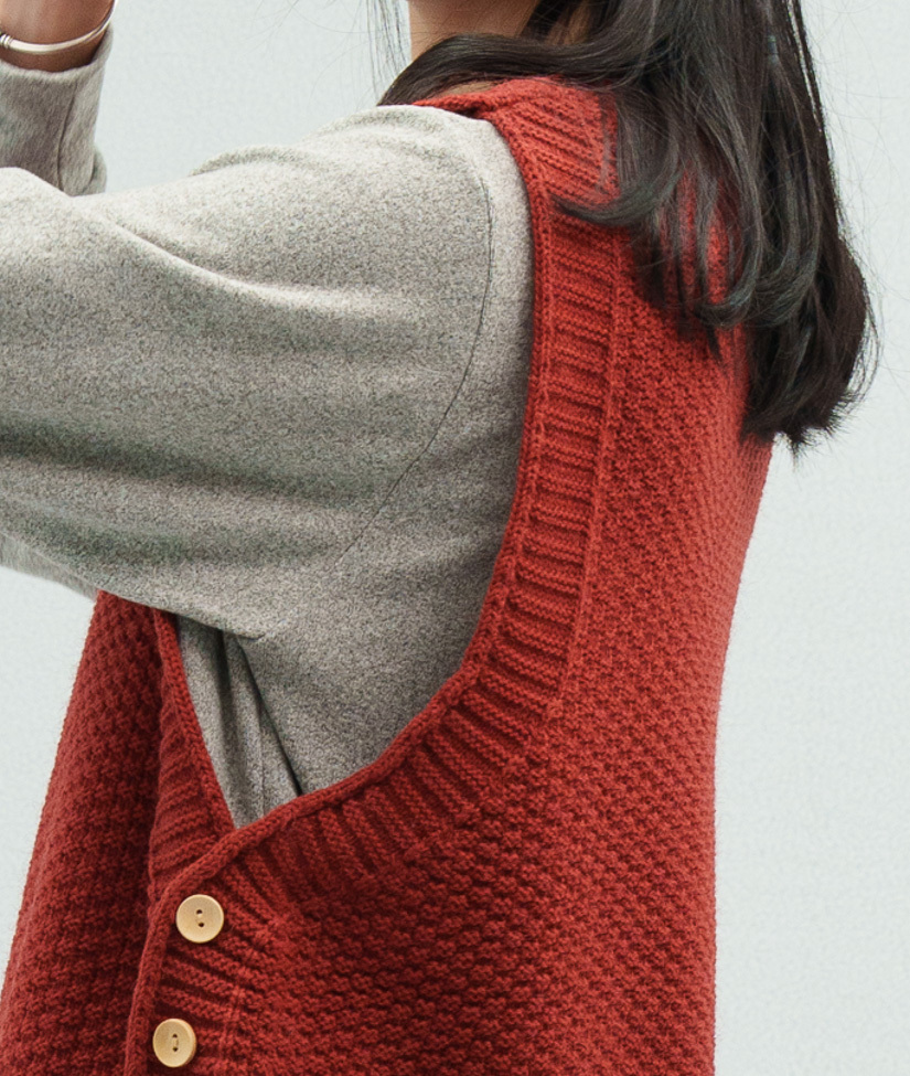 針織背心掛肩無痕收針設計