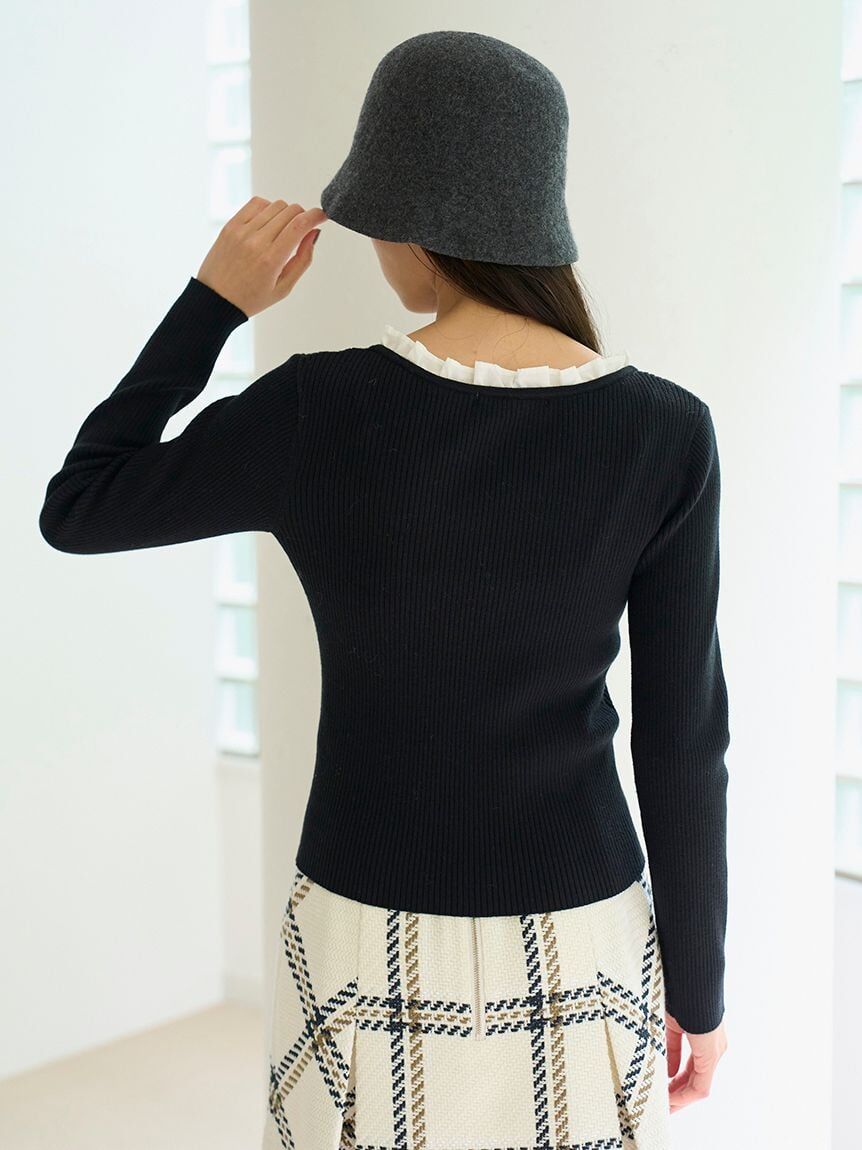 [預購]折扣 SNIDEL 荷葉拼接針織衫