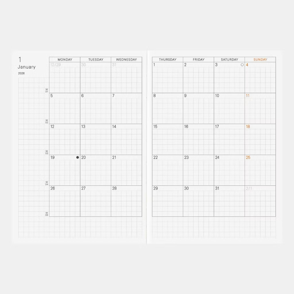 2026 Hobo手帳本體 A6英文版/ Planner｜日本Hobonichi ほぼ日手帳