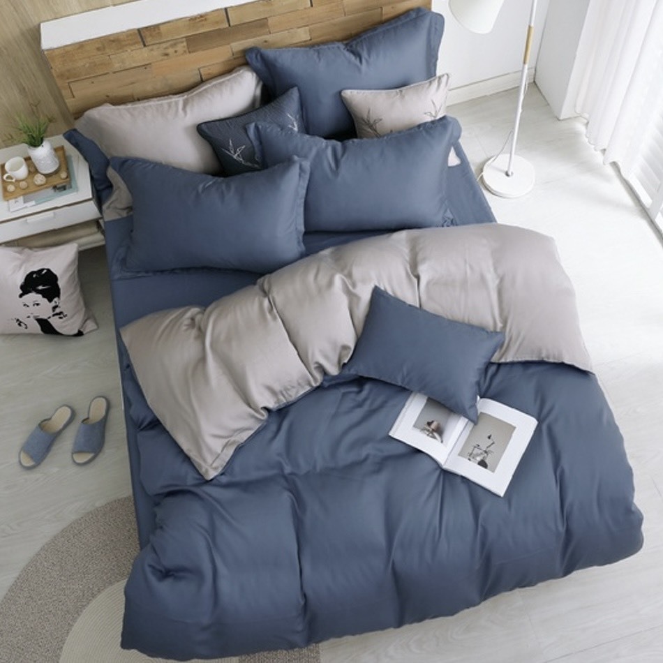 60支天絲薄被單 | 牛仔藍 x 銀灰